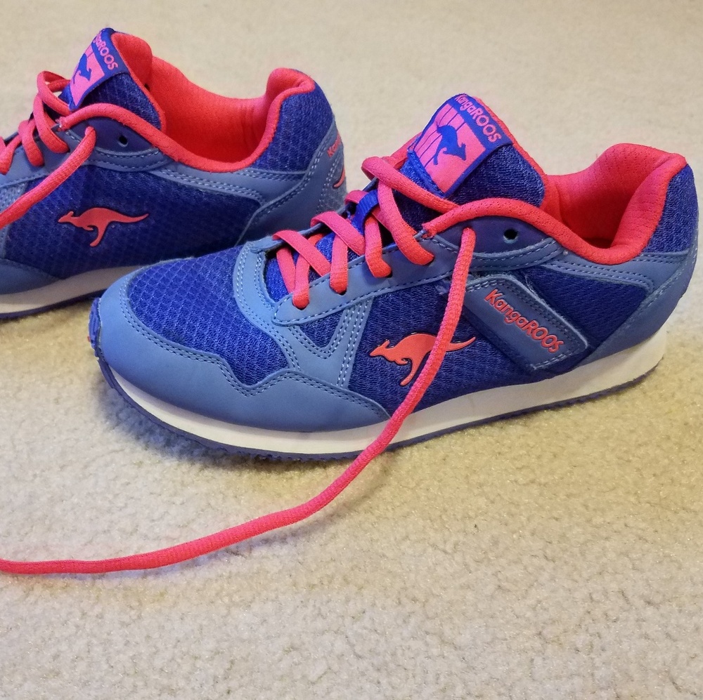 Women's/Girls' Kangaroo Blue & Coral Tennis Shoes - Picture 2 of 8